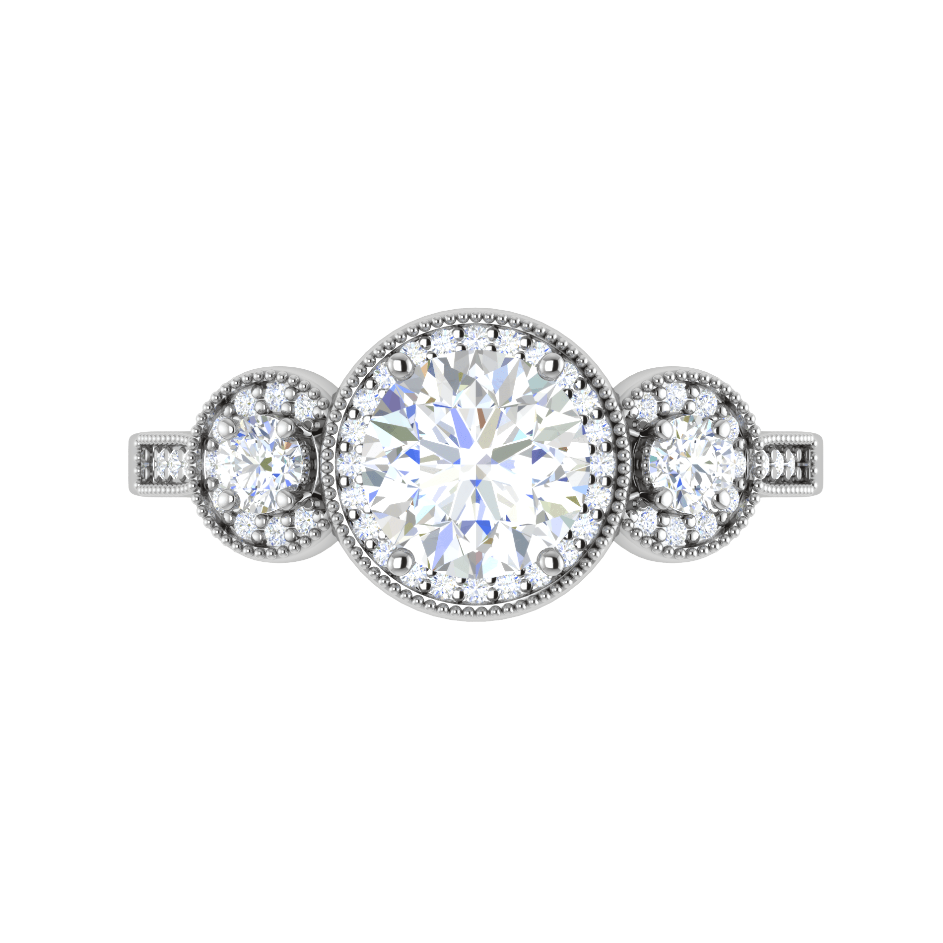 Jewelove™ Rings J VS / Women's Band only 1-Carat Solitaire Halo Diamond Accents Platinum Ring JL PT R3 RD 108