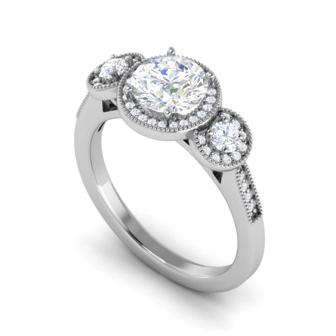 Jewelove™ Rings J VS / Women's Band only 1-Carat Solitaire Halo Diamond Accents Platinum Ring JL PT R3 RD 108
