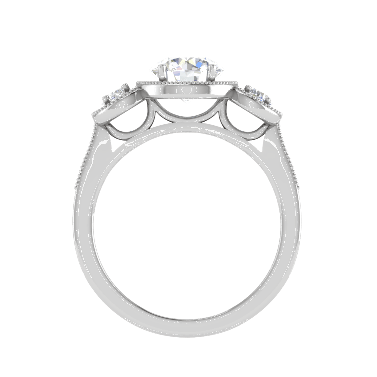 Jewelove™ Rings J VS / Women's Band only 1-Carat Solitaire Halo Diamond Accents Platinum Ring JL PT R3 RD 108