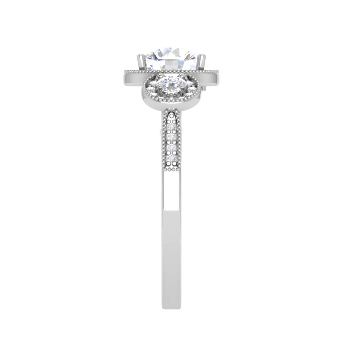 Jewelove™ Rings J VS / Women's Band only 1-Carat Solitaire Halo Diamond Accents Platinum Ring JL PT R3 RD 108