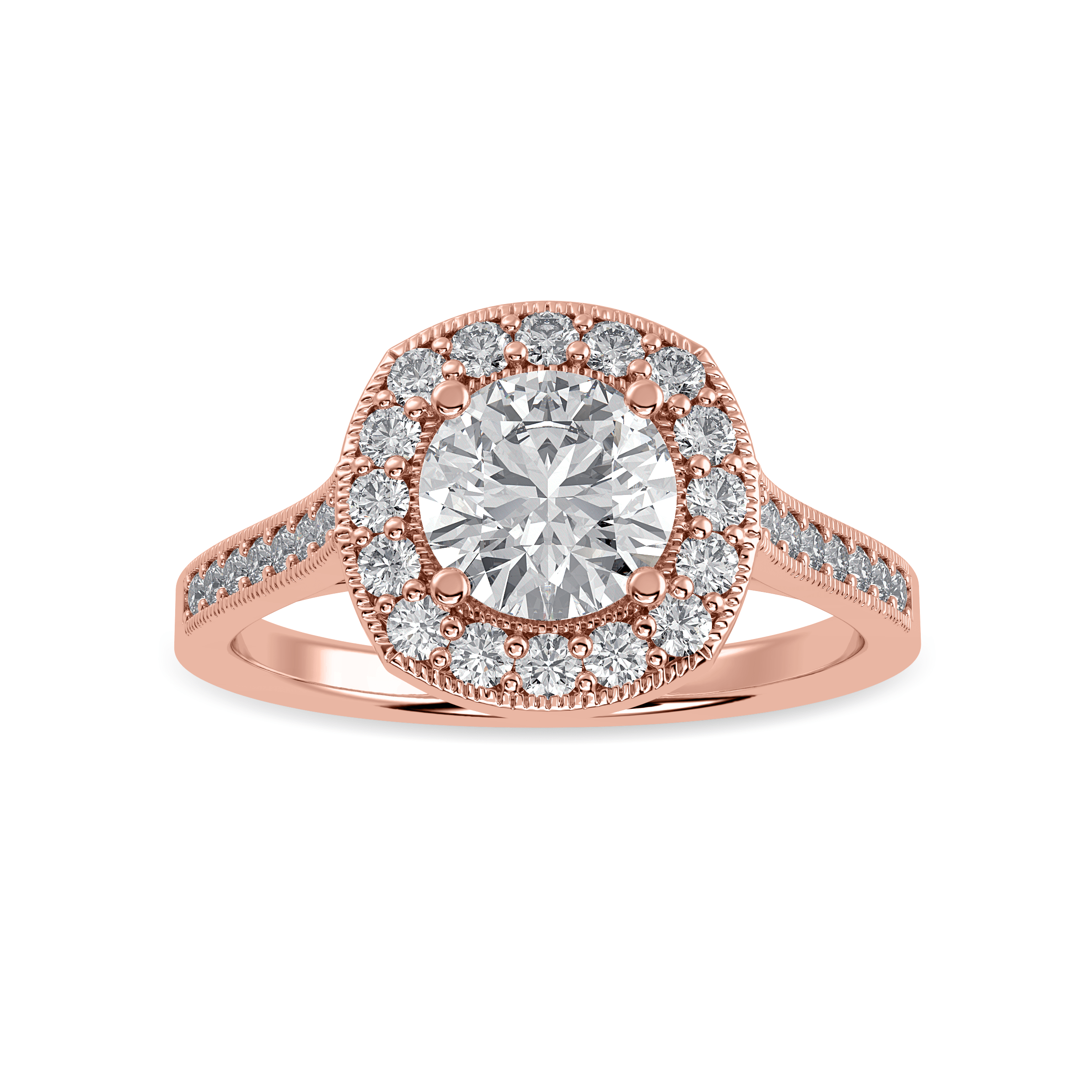 Delicate 1 Ct. Halo diamond Engagement Ring In 18K Rose Gold | Fascinating  Diamonds