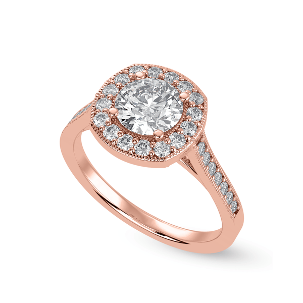 Jewelove™ Rings Women's Band only / VS J 1-Carat Solitaire Halo Diamond Shank 18K Rose Gold Ring JL AU 1332R-C