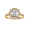 Jewelove™ Rings Women's Band only / VS J 1-Carat Solitaire Halo Diamond Shank 18K Yellow Gold Ring JL AU 1332Y-C