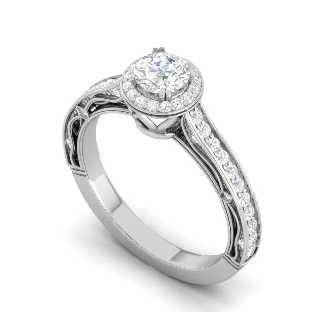 Jewelove™ Rings VS J / Women's Band only 1-Carat Solitaire Halo Diamond Shank Platinum Ring for Women JL PT RV RD 137-D