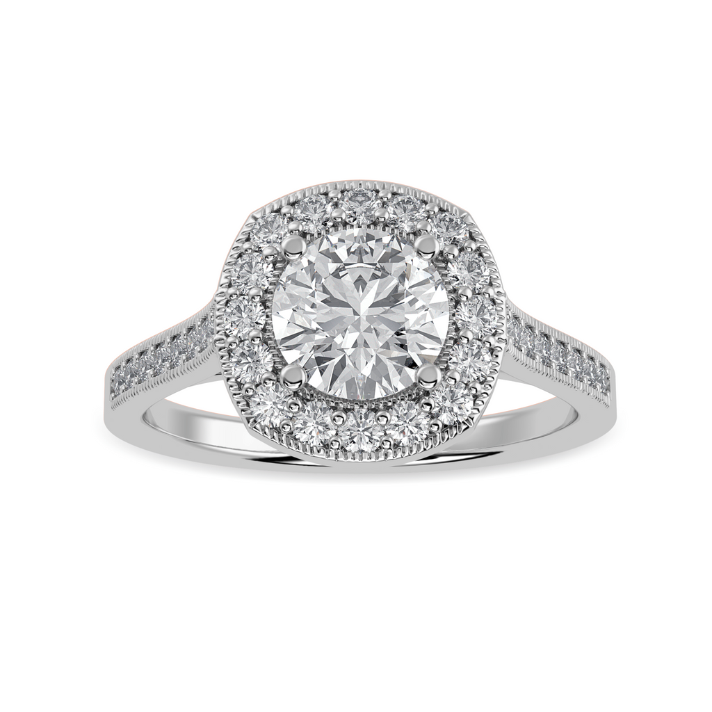 Jewelove™ Rings J VS / Women's Band only 1-Carat Solitaire Halo Diamond Shank Platinum Ring JL PT 1332-C