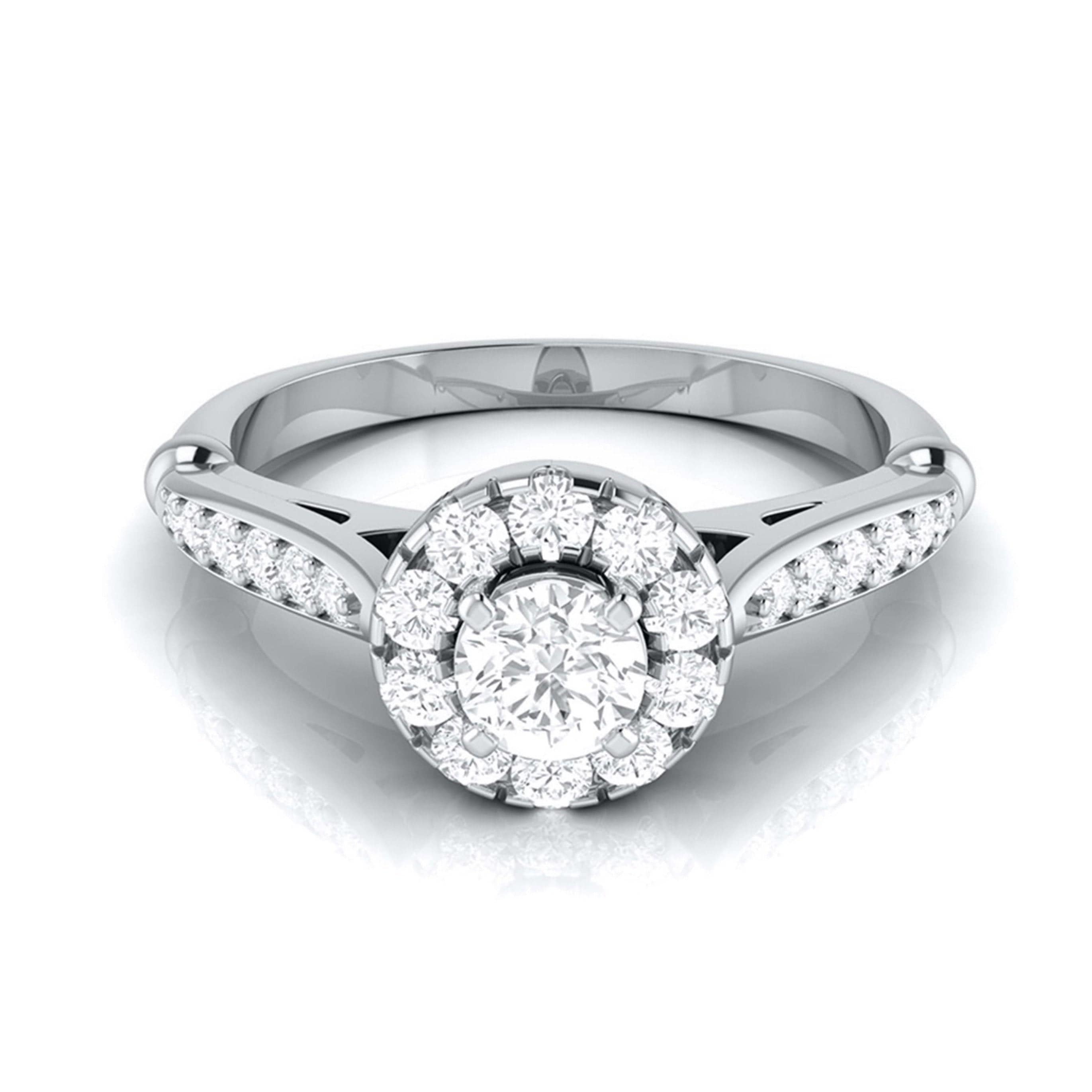 1.15 Carat Natural Round Cut Diamond Halo Engagement Ring 14K White Gold  E/VS2 | eBay