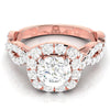 Jewelove™ Rings Women's Band only / VS J 1-Carat Solitaire Halo Diamond Twisted Shank 18K Rose Gold Ring JL AU G 101R-C