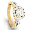 Jewelove™ Rings Women's Band only / VS J 1-Carat Solitaire Halo Diamond Twisted Shank 18K Yellow Gold Ring JL AU G 101Y-C