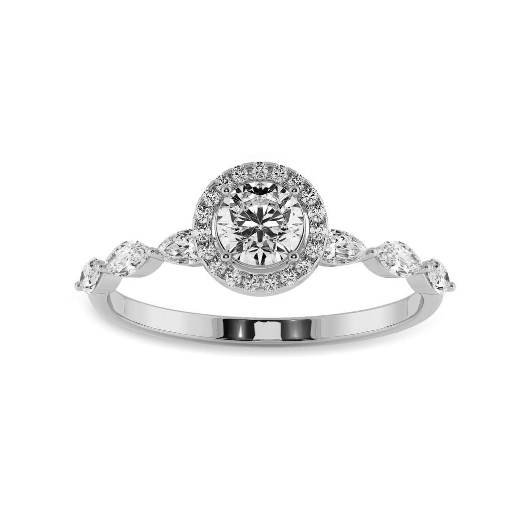 Jewelove™ Rings J VS / Women's Band only 1-Carat Solitaire Halo Diamond with Marquise Cut Diamond Accents Platinum Ring JL PT 1278-C