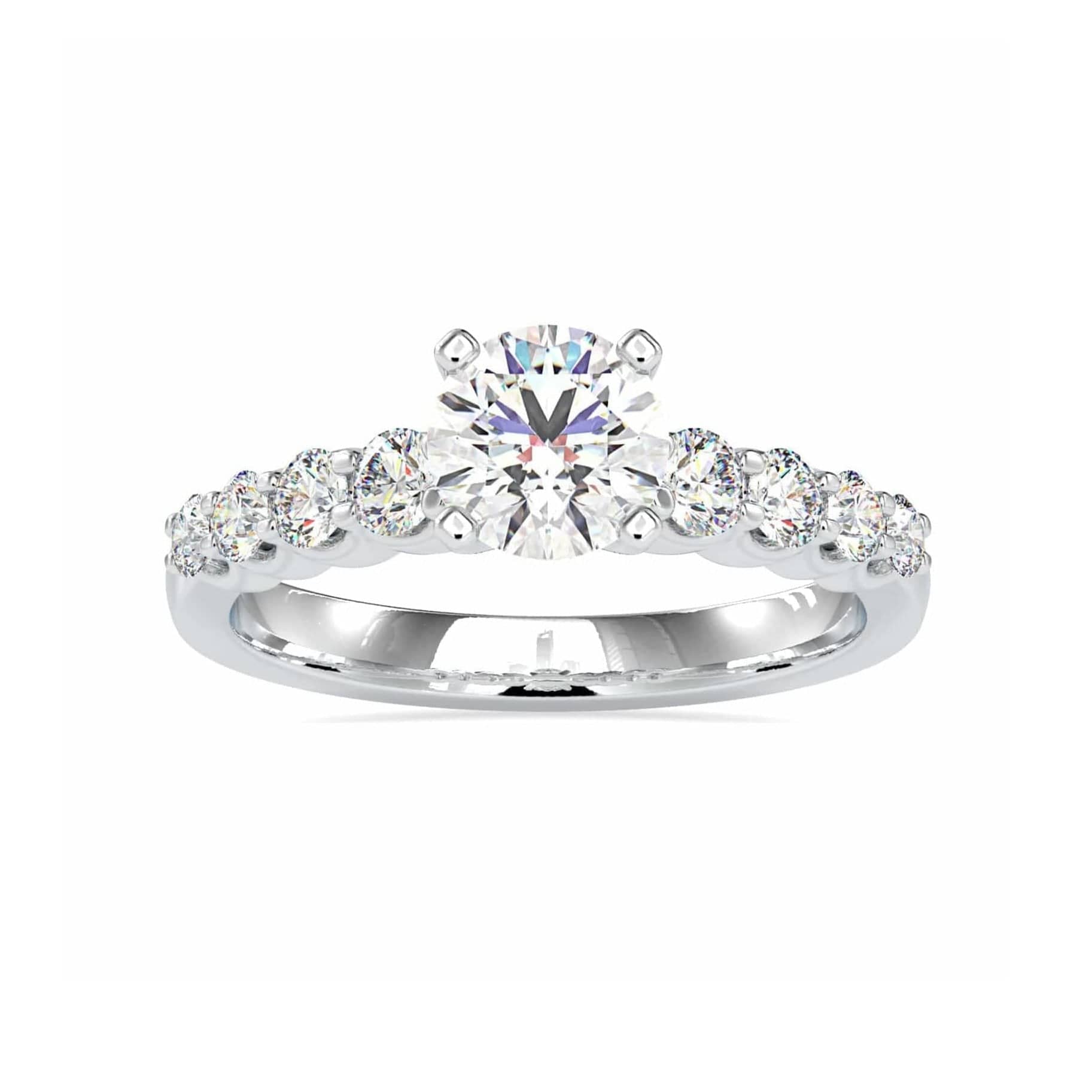 Jewelove™ Rings Women's Band only / VS J 1-Carat Solitaire Platinum Diamond Shank Engagement Ring JL PT 0119-C