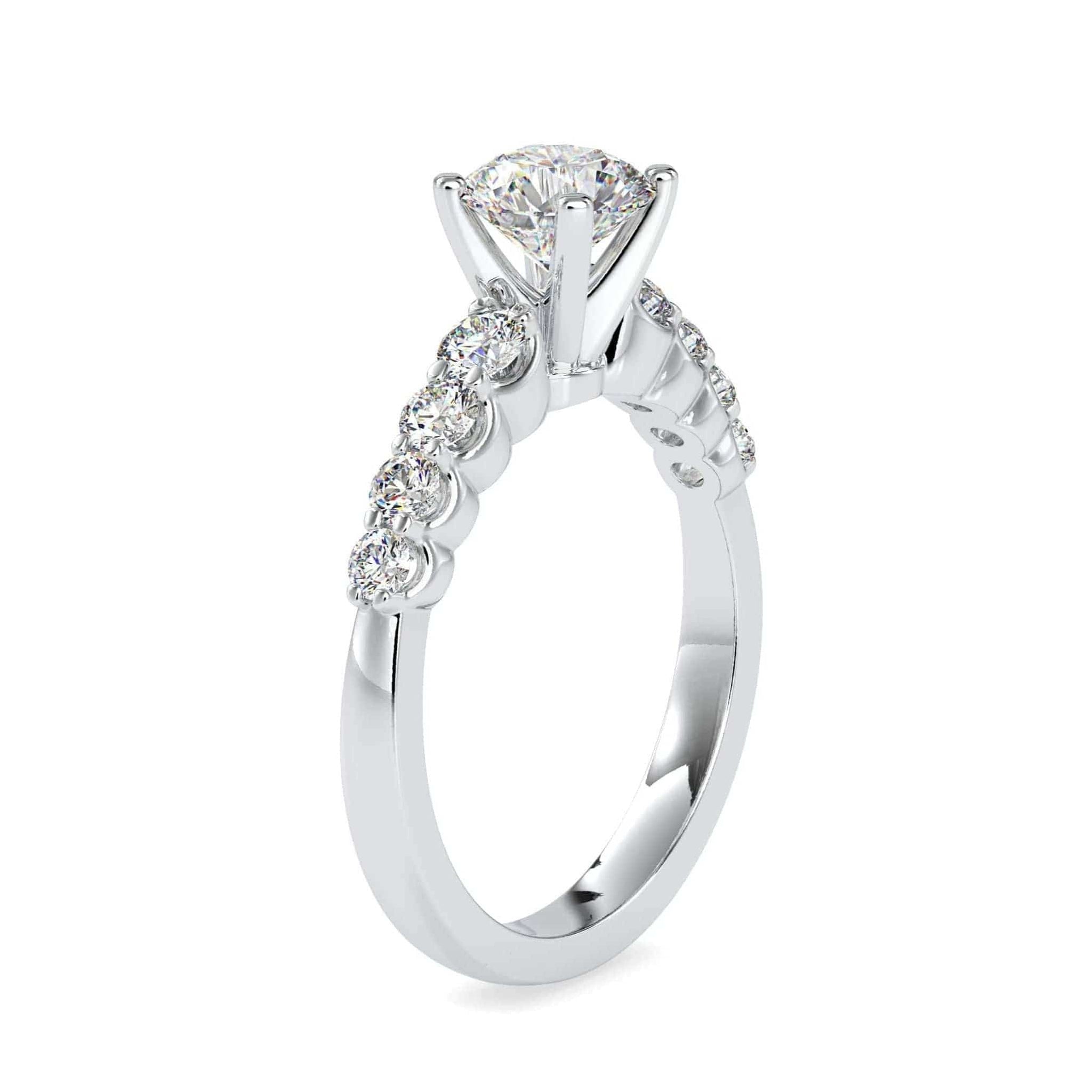 Jewelove™ Rings Women's Band only / VS J 1-Carat Solitaire Platinum Diamond Shank Engagement Ring JL PT 0119-C
