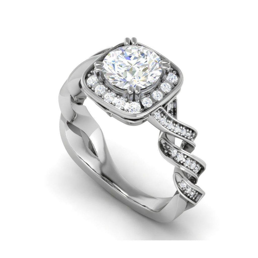 Jewelove™ Rings VS J / Women's Band only 1-Carat Solitaire Square Halo Diamond Twisted Shank Platinum Ring JL PT REHS1530-C