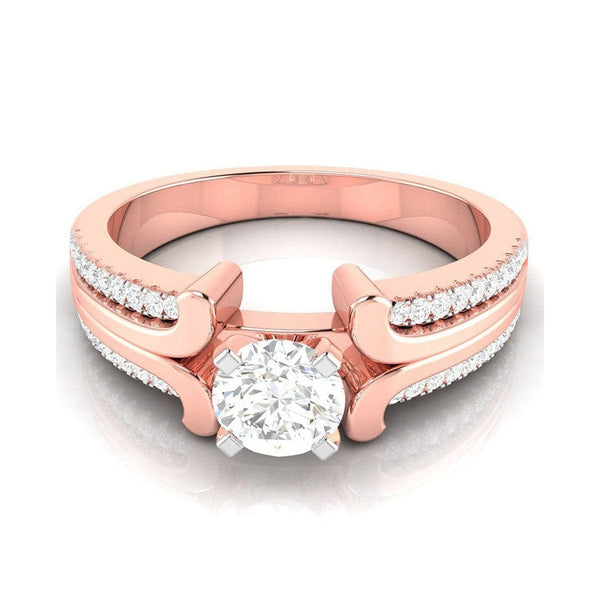 Jewelove™ Rings Women's Band only / VS J 1-Carat Solitaire with 2-Row Diamond Shank 18K Rose Gold Ring JL AU G 116R-C