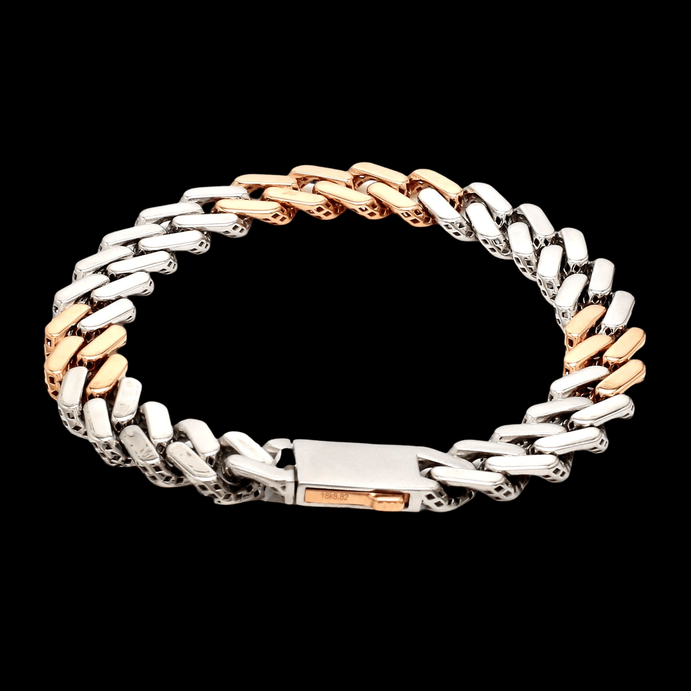 Platinum Rose Gold Heavy Bracelet with Hi-Polish Matte Finish for Men JL PTB 1179