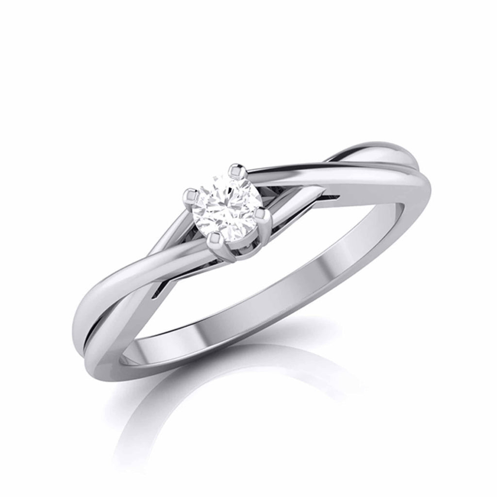 Jewelove™ Rings SI IJ / Women's Band only 10-Pointer Platinum Solitaire Ring - Shank with a Twist JL PT G-115