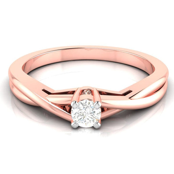 Jewelove™ Rings 10-Pointer Single Diamond Twisted Shank 18K Rose Gold Ring JL AU G 115R