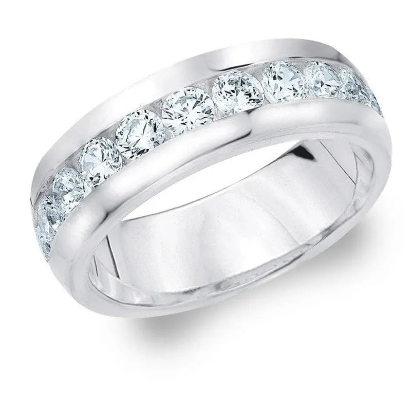 Jewelove 11 Diamond Platinum Wedding Band with Channel Setting SJ PTO 247 SI IJ / Women's Band Only