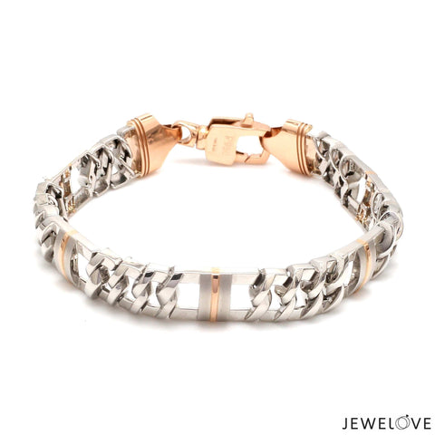 11mm Platinum & Rose Gold Heavy Bracelet for Men JL PTB 750R-A