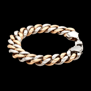 12.75mm Two-tone Platinum & Rose Gold Curb Bracelet for Men 12.75mm Two-tone Platinum & Rose Gold Curb Bracelet for Men