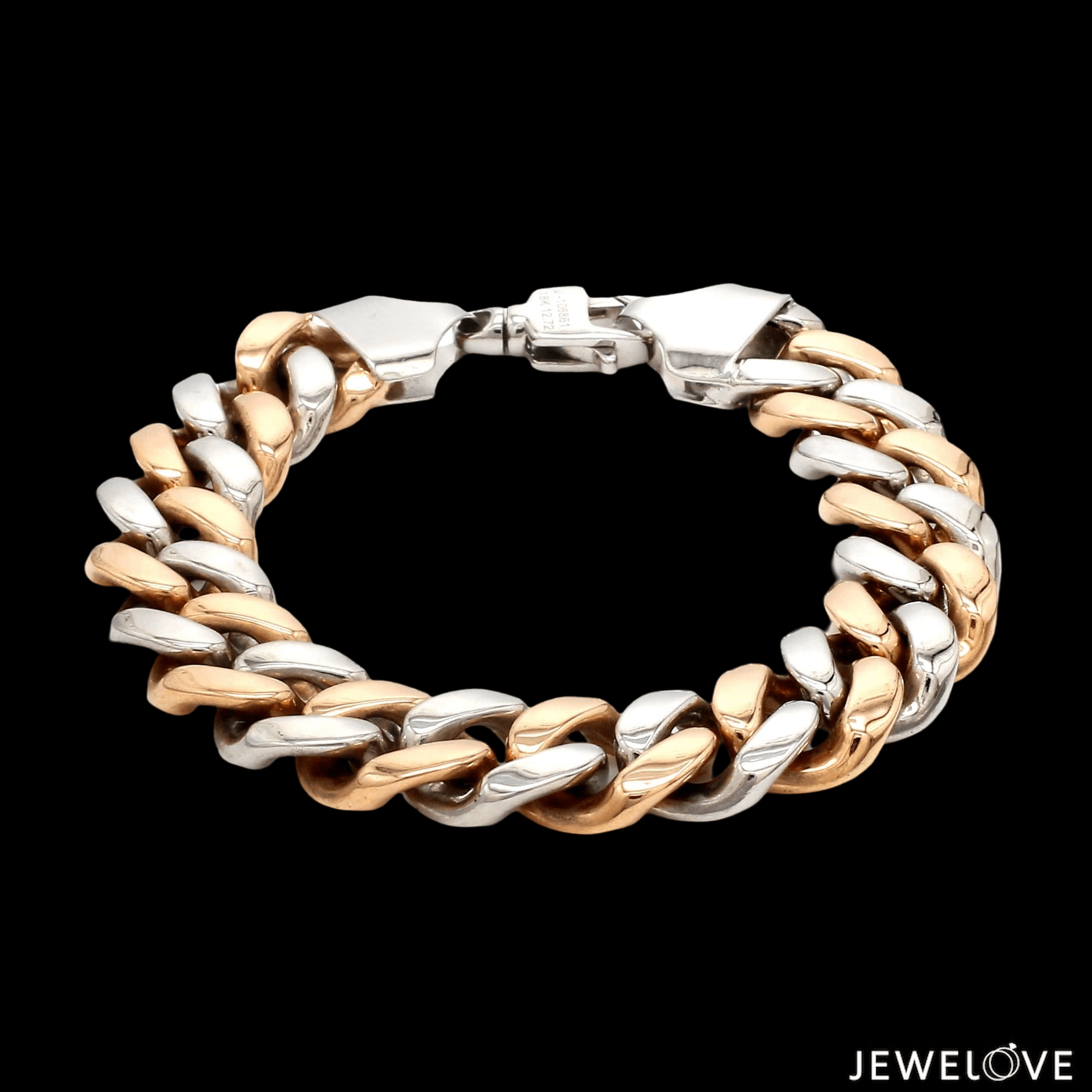 Two-tone Platinum Rose Gold Curb Bracelet for Men JL PTB 1174-A