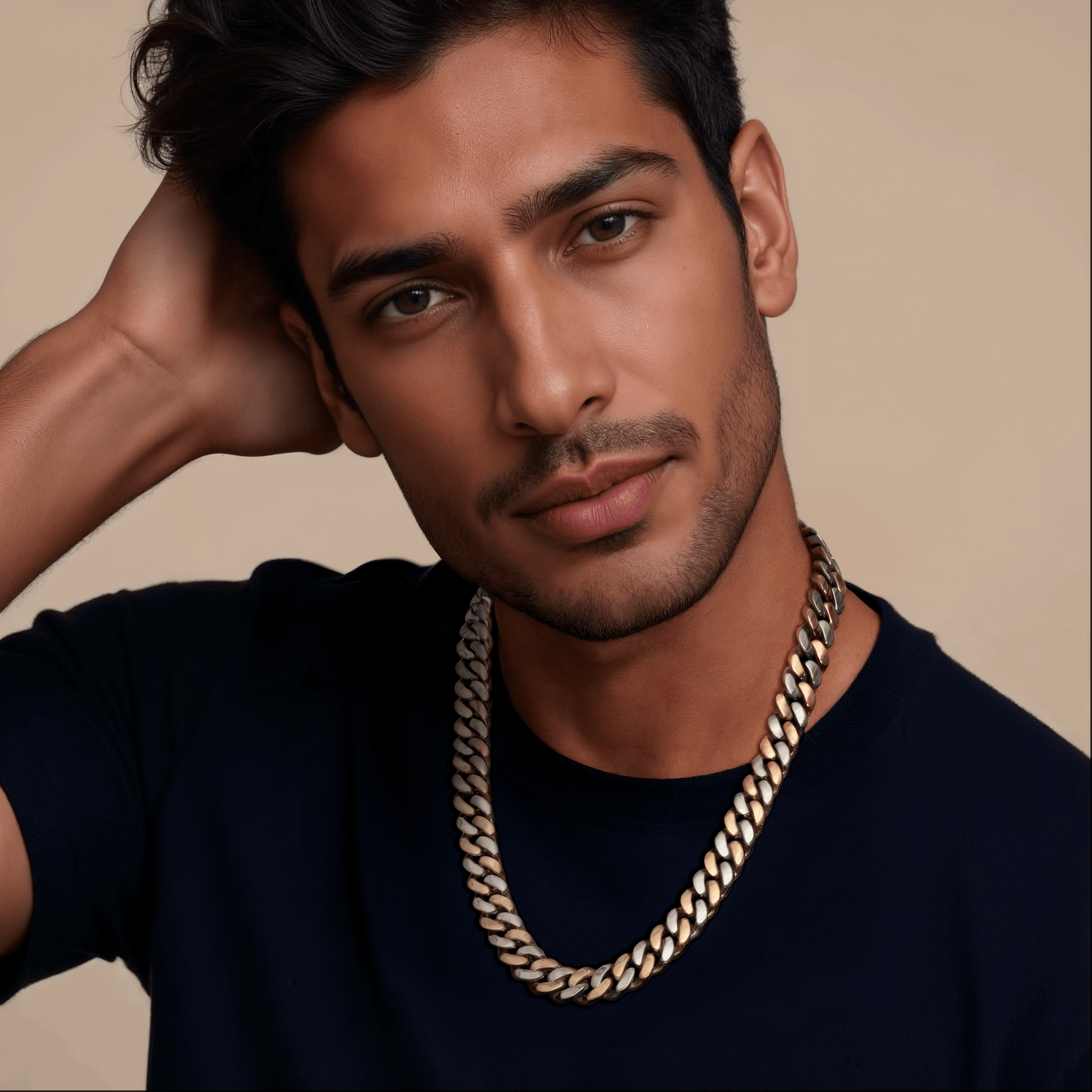 Jewelove™ Chains 14mm Heavy Platinum & Rose Gold Chain for Men JL PT CH 1003-A