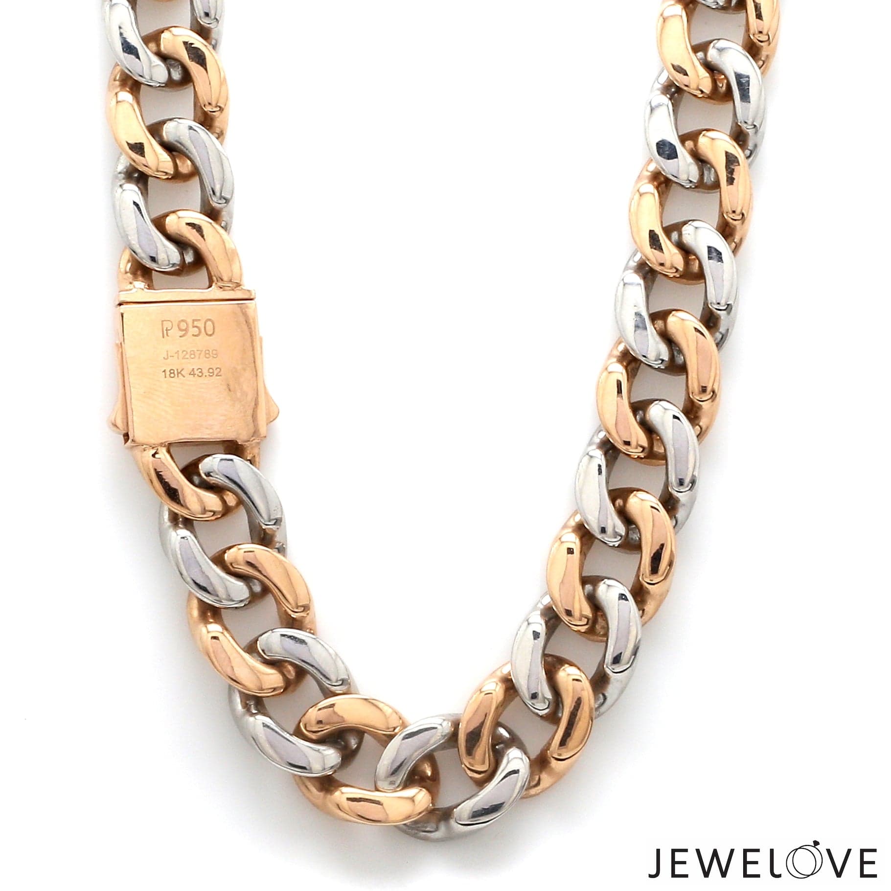 14mm Heavy Platinum Rose Gold Chain for Men JL PT CH 1003-A