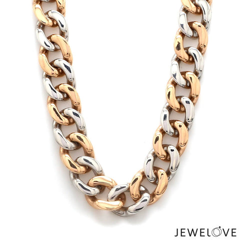 14mm Heavy Platinum & Rose Gold Chain for Men JL PT CH 1003-A