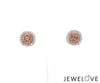 Jewelove™ Earrings 18K Rose Gold Cushion Earrings with Pink Cushion Cut & White Round Diamond JL AU PD 104