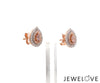 Jewelove™ Earrings 18K Rose Gold Pear Earrings with Pink Pear Cut & White Round Diamond JL AU PD 103