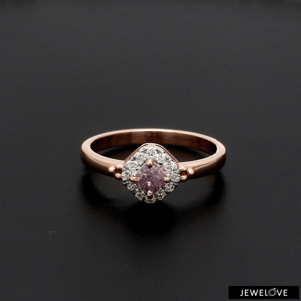 Jewelove™ Rings Women's Band only / SI IJ 18K Rose Gold Ring with Pink Diamond for Women JL AU 100