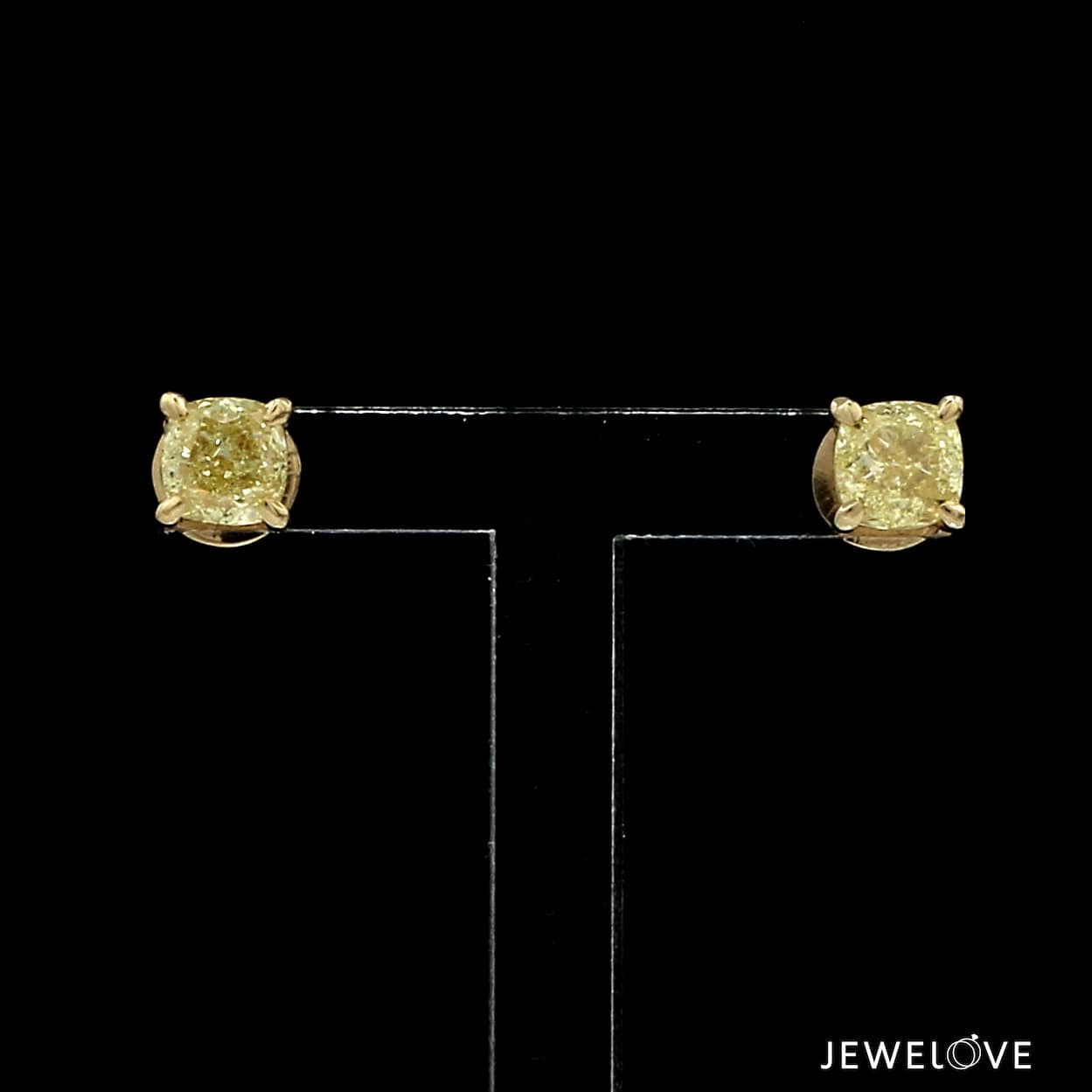 18K Yellow Gold Earrings with Natural Fancy Intense Yellow