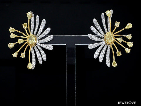18K Yellow Gold Earrings with Natural Fancy Yellow & White Diamonds JL AU E 102