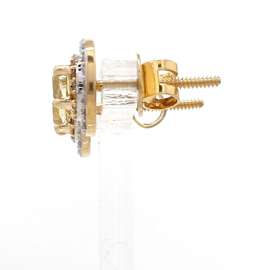 Jewelove™ Earrings Earrings only 18K Yellow Gold Earrings with Princess Cut Natural Fancy Yellow & White Diamonds JL AU E 104