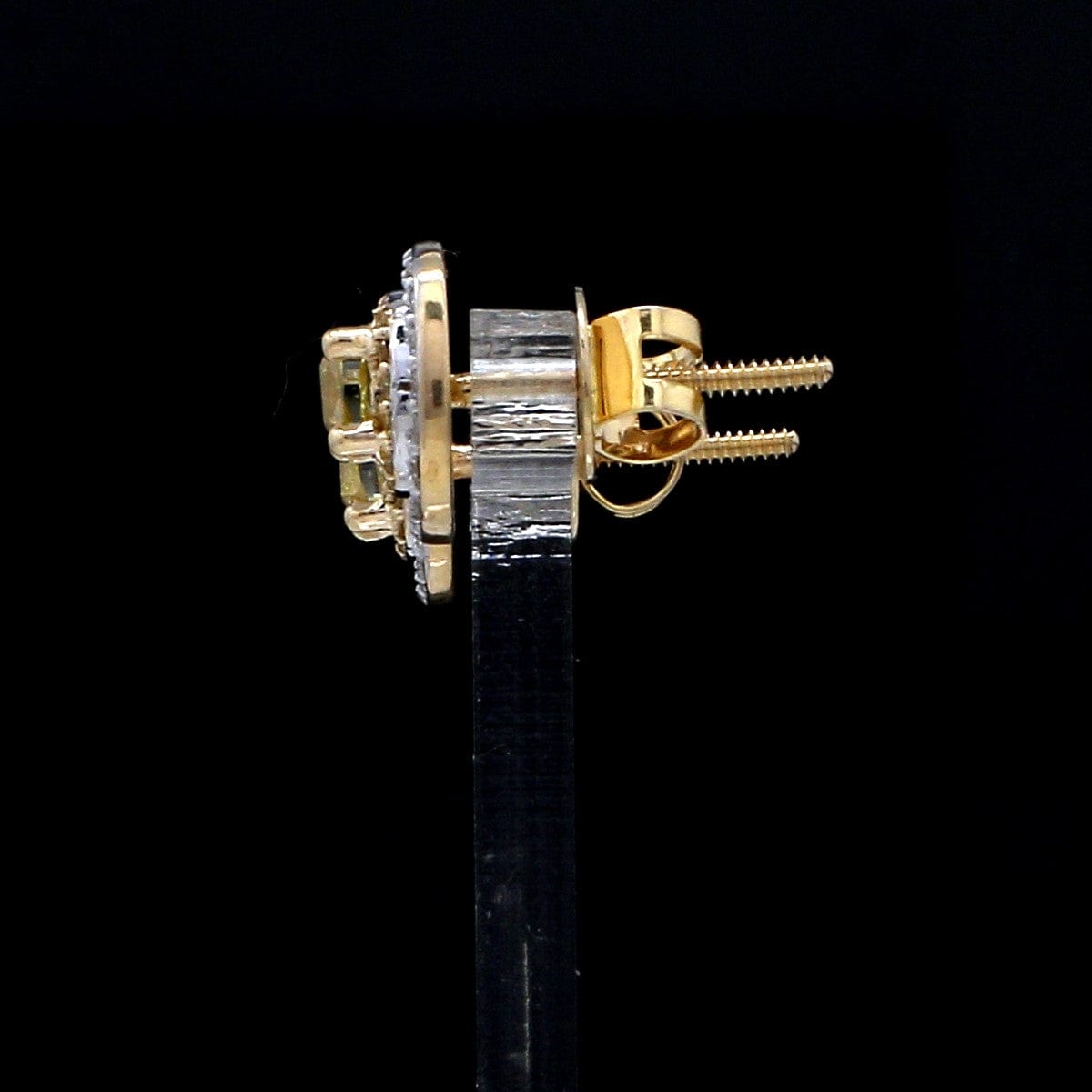 Jewelove™ Earrings Earrings only 18K Yellow Gold Earrings with Princess Cut Natural Fancy Yellow & White Diamonds JL AU E 104