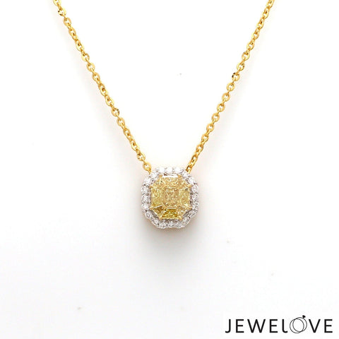 18K Yellow Gold  Pendant Chain with Fancy Color Diamond JL AU P 10
