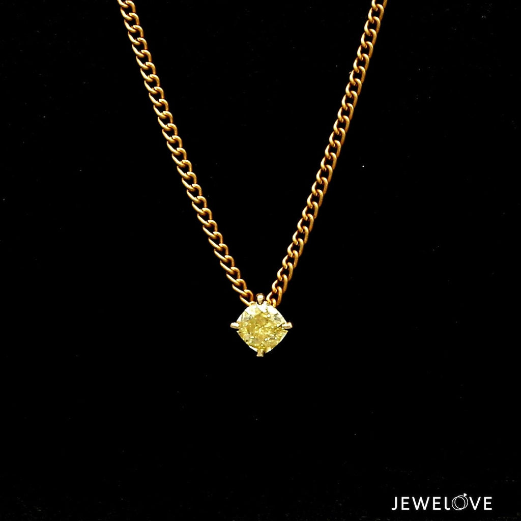 Jewelove™ Necklaces & Pendants SI IJ 18K Yellow Gold Pendant Set with Natural Fancy Intense Yellow Diamond JL AU PE 101