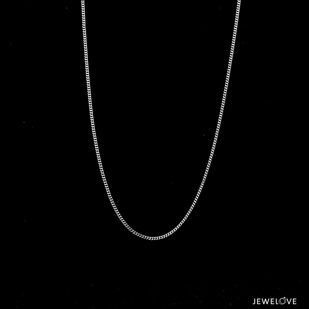 Jewelove™ Chains 1mm Japanese Simple Thin Platinum Curb Chain 1mm SJ PTO 703 - Thin