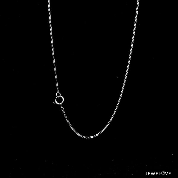 Jewelove™ Chains 1mm Japanese Simple Thin Platinum Curb Chain 1mm SJ PTO 703 - Thin