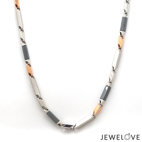 2.75mm Platinum Rose Gold Chain with Black Ceramic for Men JL PT CH 1437