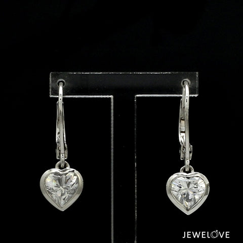 2-Carat Lab Grown Heart Cut Solitaire Platinum Earrings JL PT E LG-372