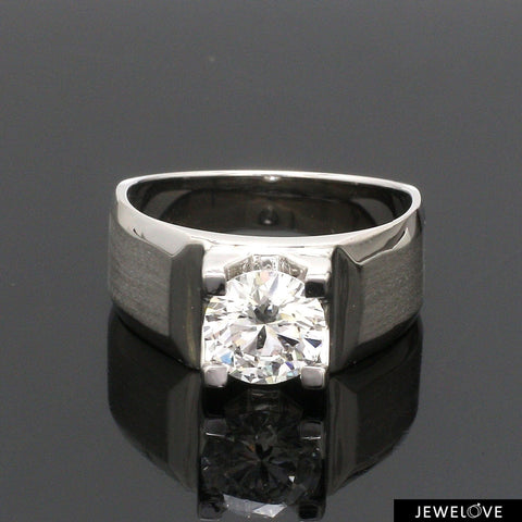 2-Carat Lab Grown Solitaire Heavy Platinum Ring for Men JL PT LG 983-B