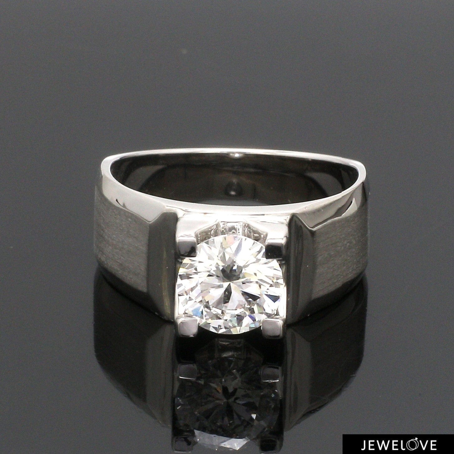 Jewelove™ Rings Women’s Ring only / VVS F 2-Carat Lab Grown Solitaire Heavy Platinum Ring for Men JL PT LG 983-B