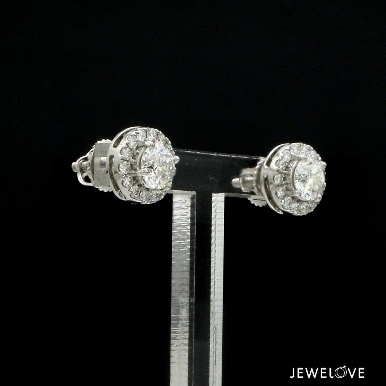 3-Carat Lab Grown Solitaire Platinum Earrings JL PT E LG-371-A