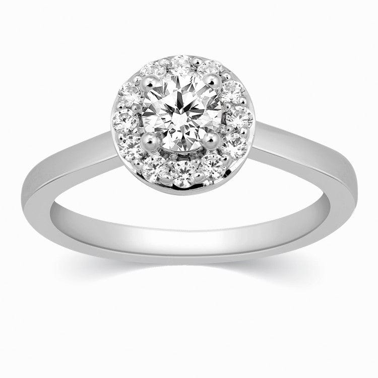 Jewelove™ Rings SI IJ / Women's Band only 20 Pointer Halo Diamond Platinum Engagement Ring JL PT 324-A