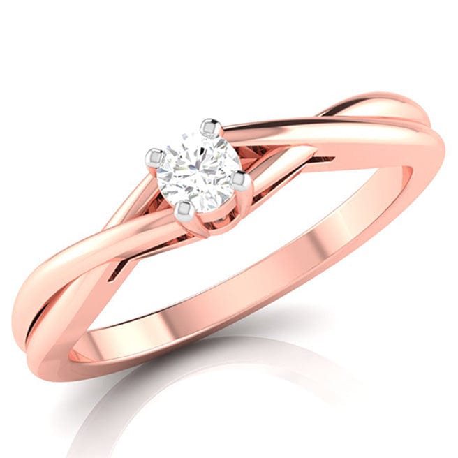 Jewelove™ Rings 20-Pointer Single Diamond Twisted Shank 18K Rose Gold Ring JL AU G 115R-A