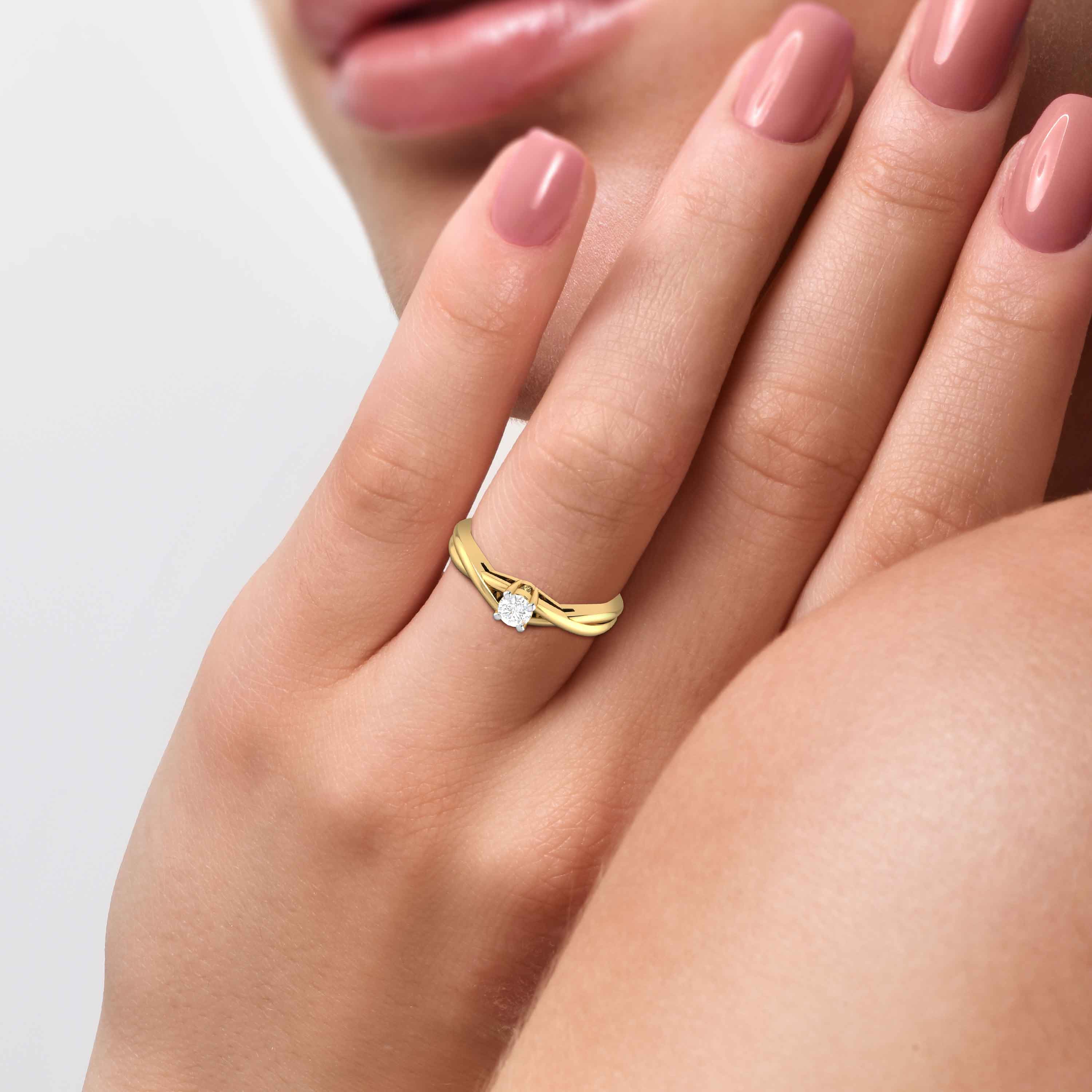 20-Pointer Single Diamond Twisted Shank 18K Yellow Gold Ring JL AU