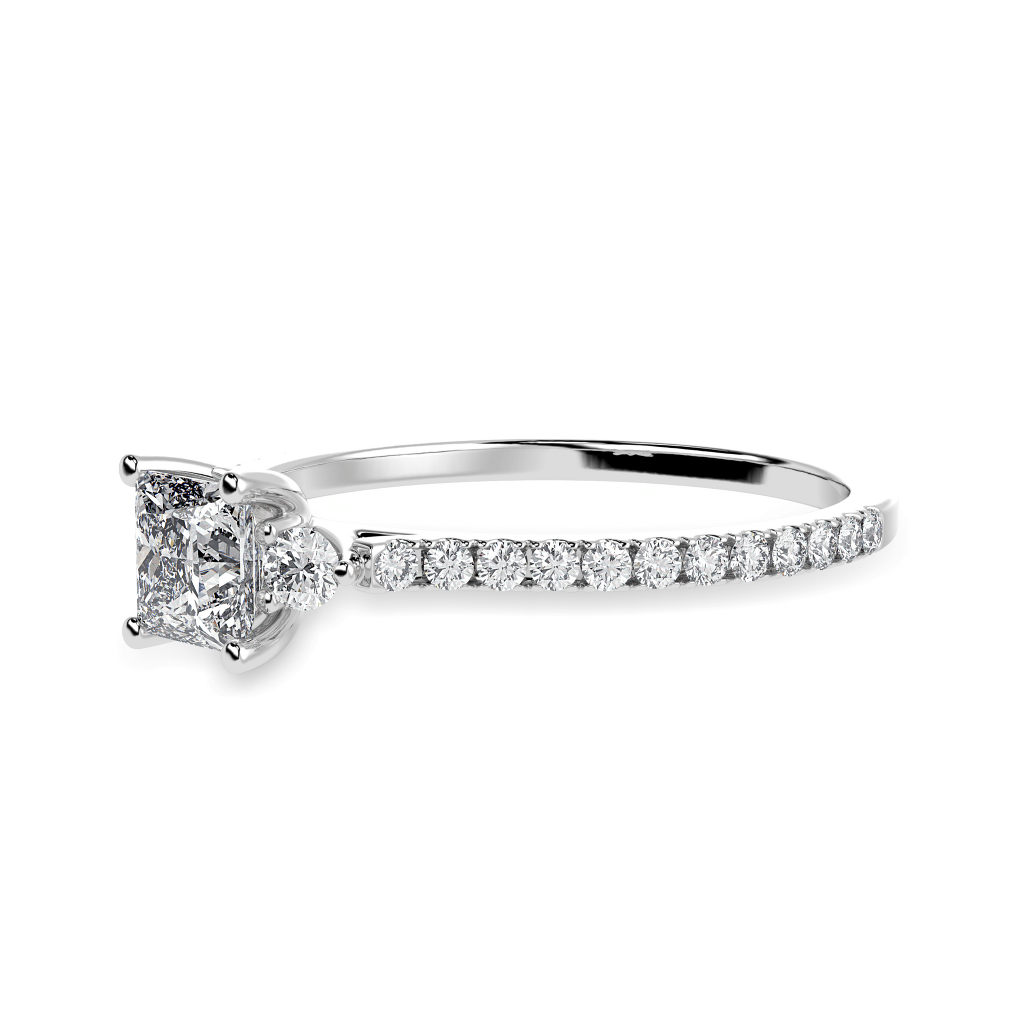 Jewelove™ Rings I VS / Women's Band only 25-Pointer Princess Cut Diamond Accents Shank Platinum Ring JL PT 1240-C