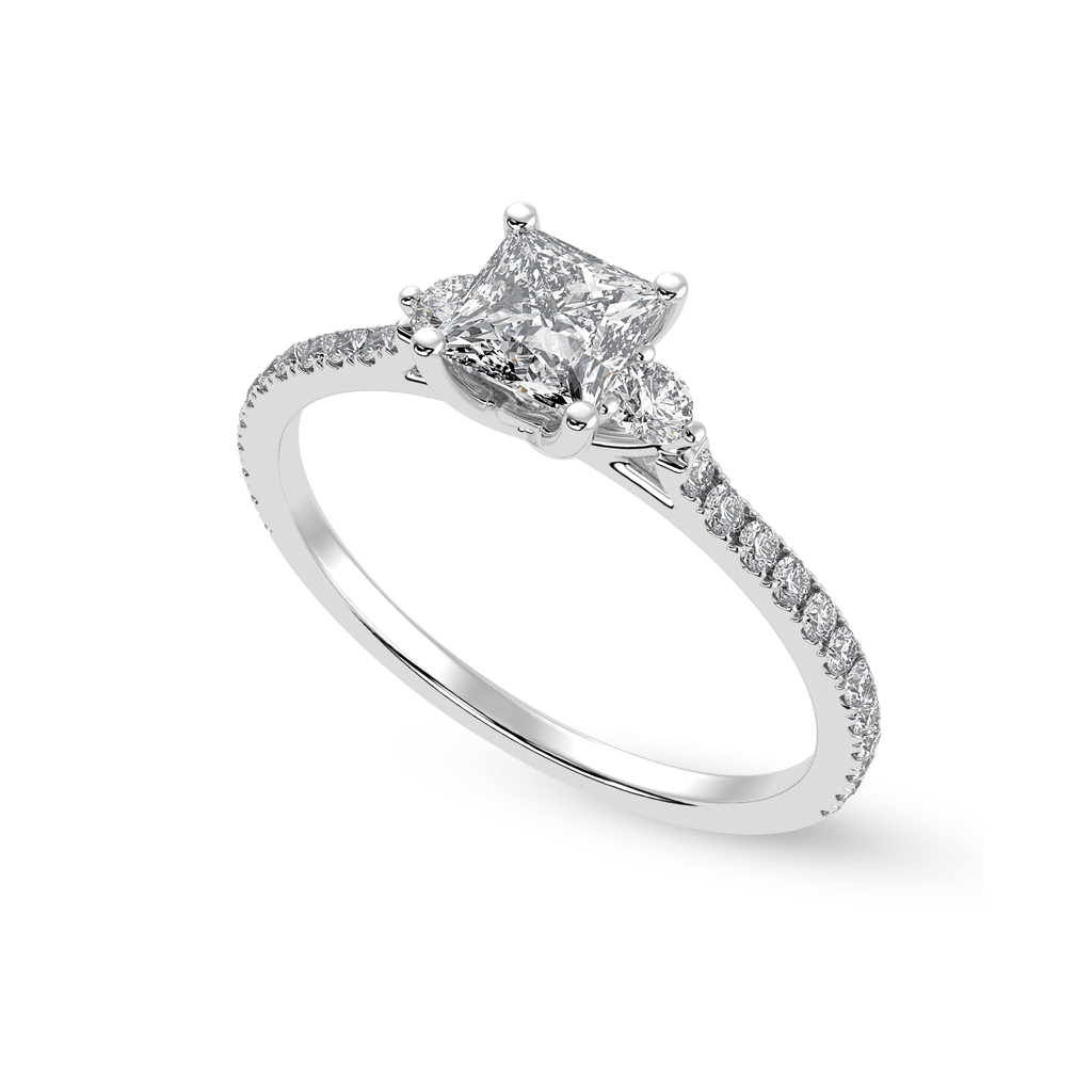 Jewelove™ Rings I VS / Women's Band only 25-Pointer Princess Cut Diamond Accents Shank Platinum Ring JL PT 1240-C