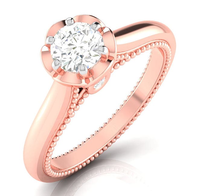 Jewelove™ Rings Women's Band only / VS J 25-Pointer Solitaire Rose Gold Milgrain Touch Ring JL AU G 111