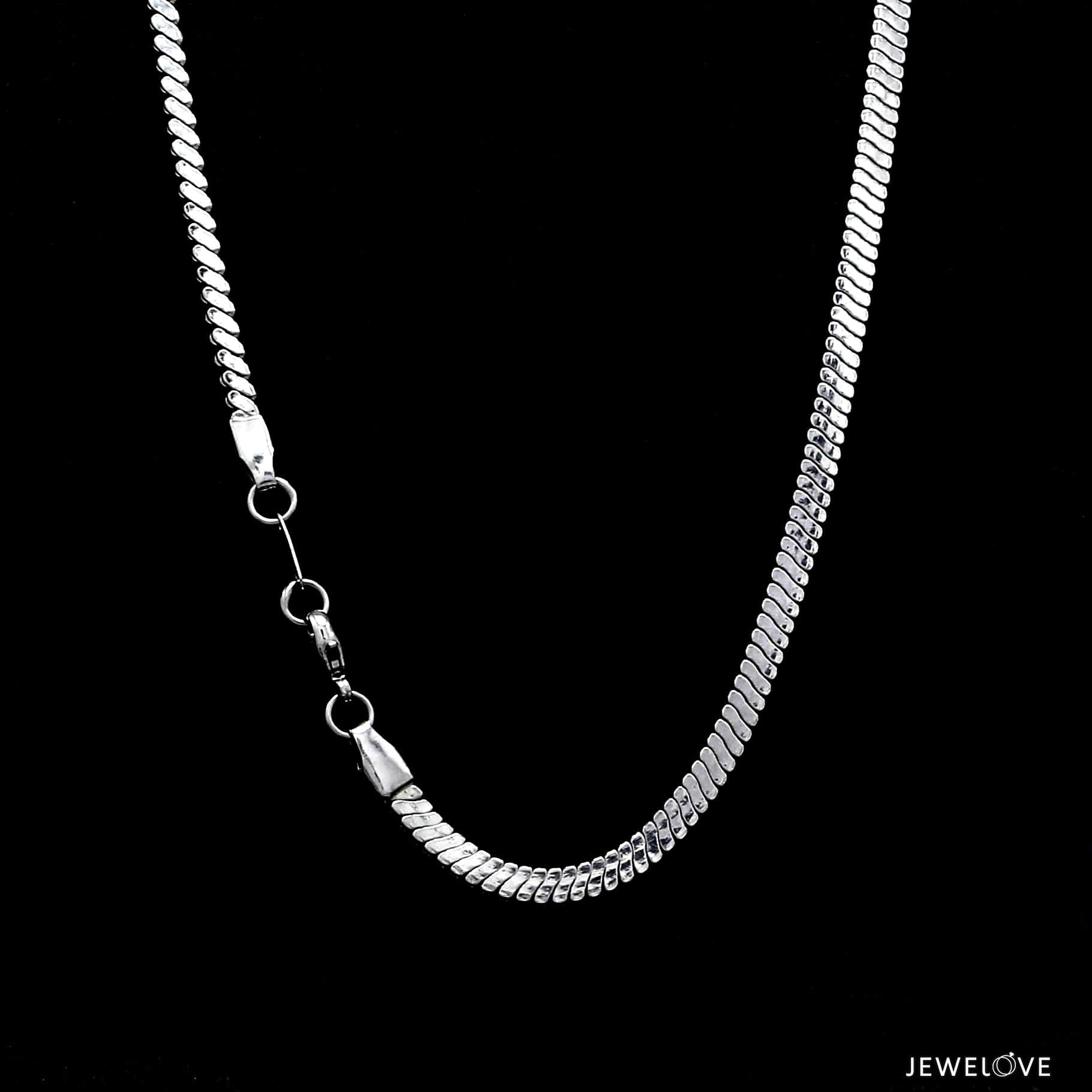 Jewelove™ Chains 3.5mm Japanese Two Layer Heavy Platinum Snake Chain for Men JL PT CH 1121-A